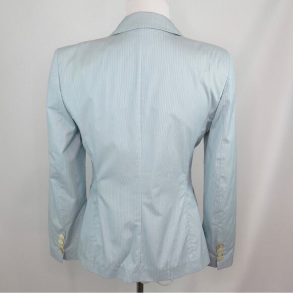 PIAZZA SEMPIONE Blue Pinstriped Single Button Blazer Italian Size 44 US Size 8 - Picture 4 of 13
